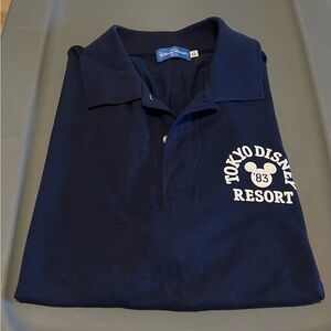 Disney Tokyo Navy Blue Short Sleeve Polo Shirt, size XL